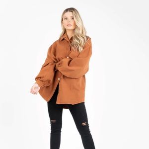 KITTENISH medium Ginger oversized Button down shirt NWT
